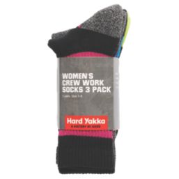 Hard Yakka  Womens Work Socks Multicoloured 3-7 3 Pairs
