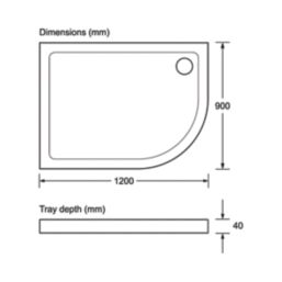 Mira Flight Safe Offset Quadrant Shower Tray Left-Handed White 1200mm x 900mm x 40mm