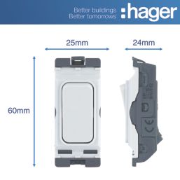 Hager Sollysta WMGS12 20AX Grid SP Control Switch White  with White Inserts