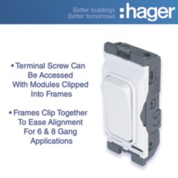 Hager Sollysta WMGS12 20AX Grid SP Control Switch White  with White Inserts