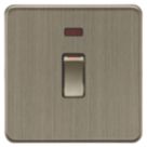 Knightsbridge Screwless 45A 1-Gang DP Cooker Switch Antique Brass with Neon