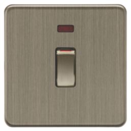 Knightsbridge Screwless 45A 1-Gang DP Cooker Switch Antique Brass with Neon