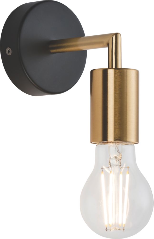 Knightsbridge Sena Decorative Wall Light Matt Black Brushed Gold Screwfix