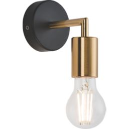 Knightsbridge SENA Decorative Wall Light Matt Black & Brushed Gold