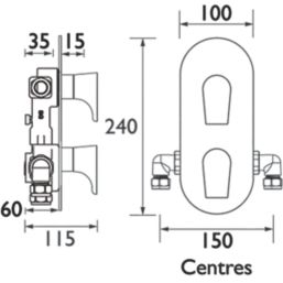 Bristan Hourglass Concealed Dual Outlet Thermostatic Chrome Shower Valve With Diverter
