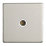 Contactum Lyric 1-Gang Isolated Female Coaxial TV Socket Brushed Steel with White Inserts