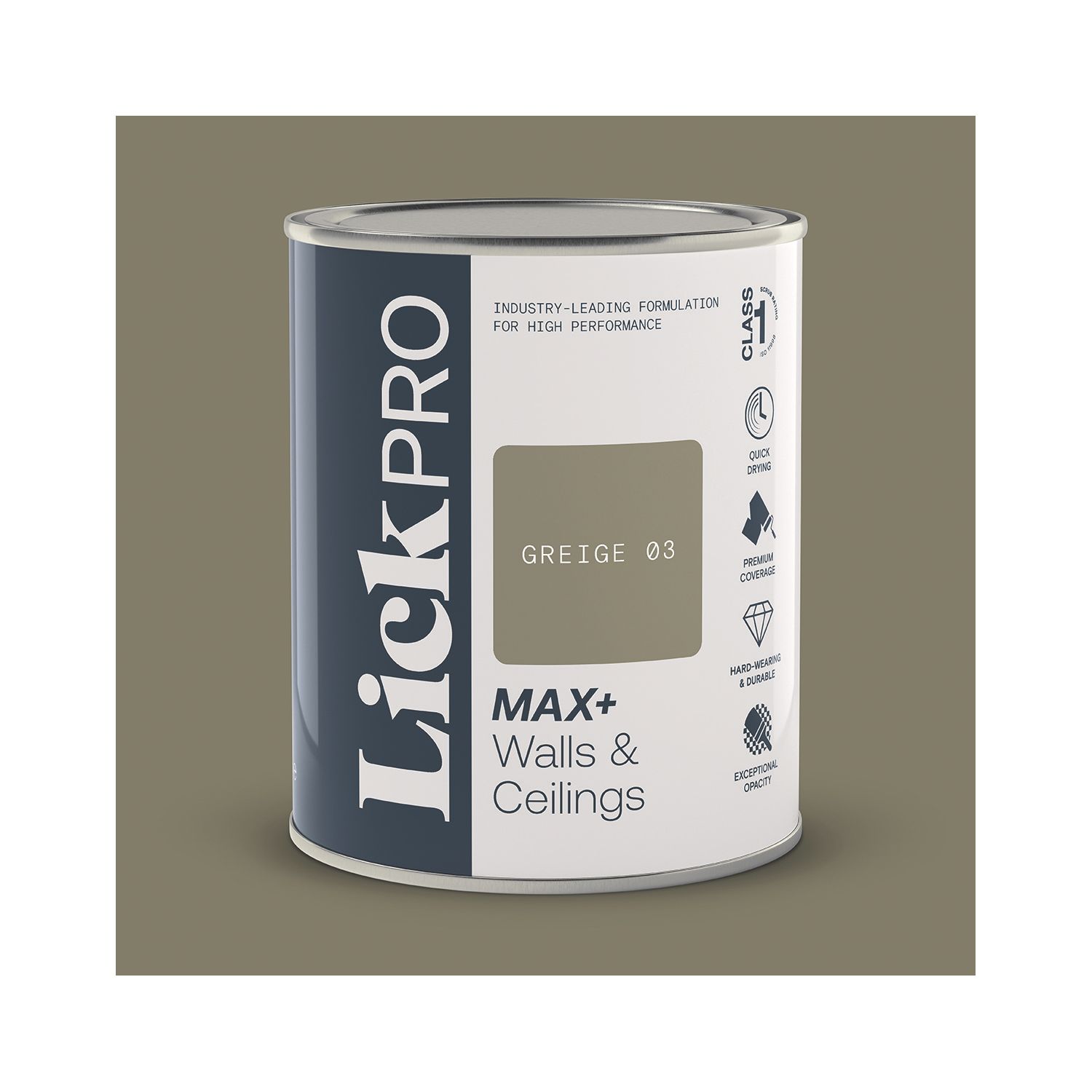 LickPro Max+ 1Ltr Greige 03 Matt Emulsion Paint (688TM)