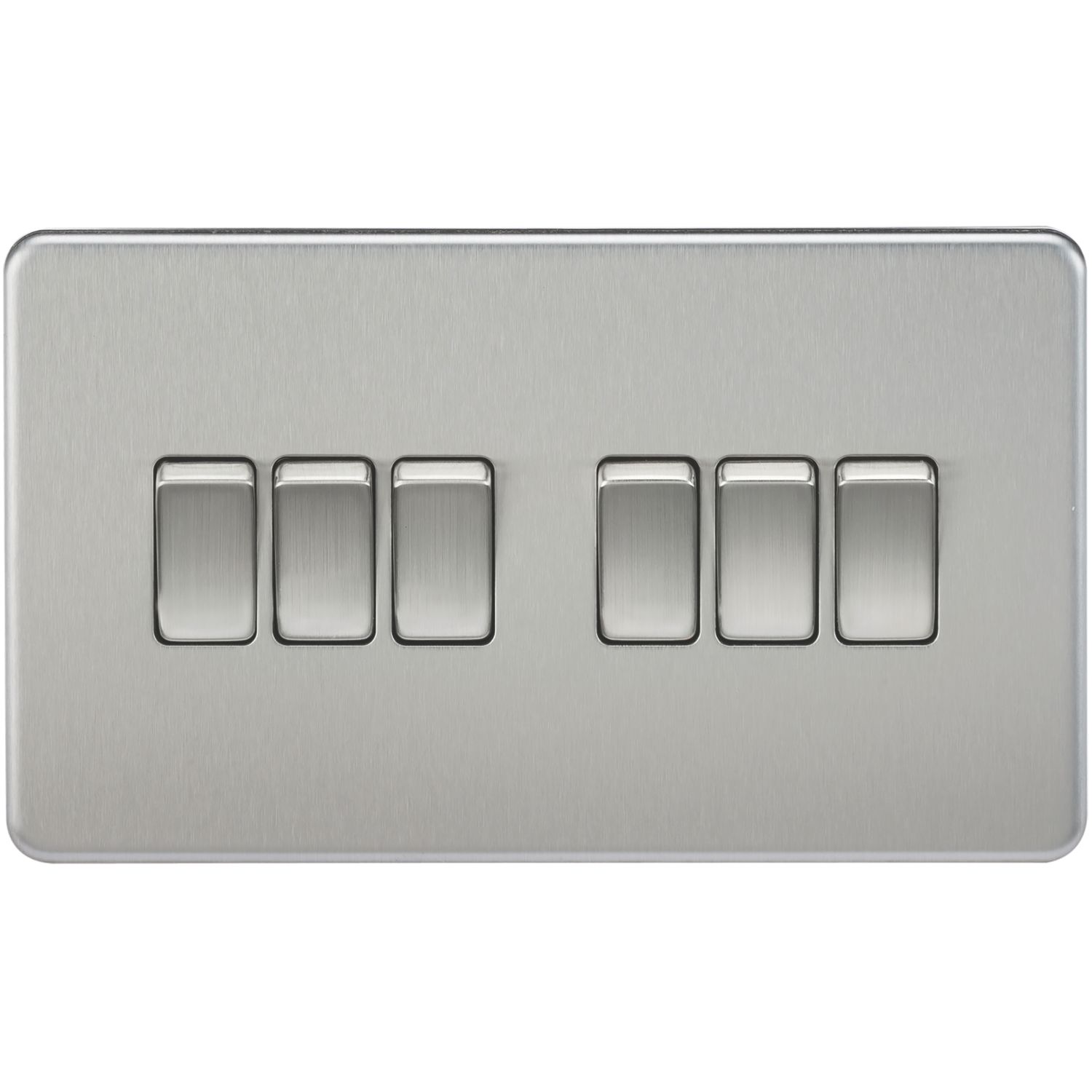 Knightsbridge 10AX 6-Gang 2-Way Light Switch Brushed Chrome (688TX)