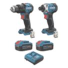 Erbauer ERI1092COM ERI1093IPD 18V 2 x 4.0Ah Li-Ion EXT Brushless Cordless Combi Drill & Impact Driver Twin Pack