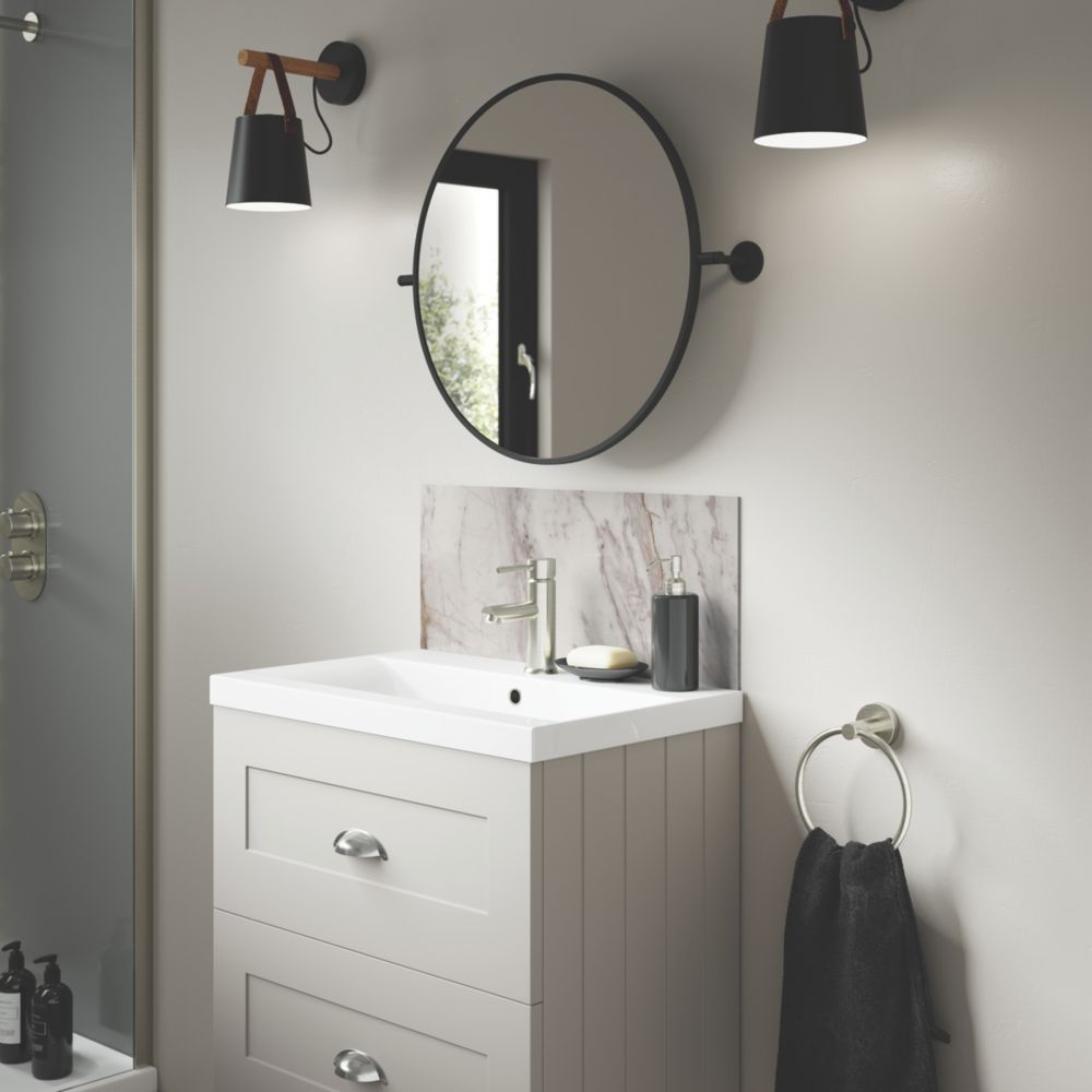 Splashwall Marmo Linea Vanity Splashback Matt White 600mm x 250mm x 4mm