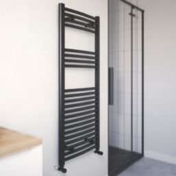 Flomasta 1200mm x 500mm 1808BTU Black Curved Towel Radiator Screwfix