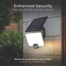 Luceco  Outdoor LED Solar-Powered Floodlight with Detachable Panel With PIR Sensor Black 1500lm