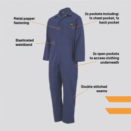 Site Teape  Coveralls Navy Large 52" Chest 31" L