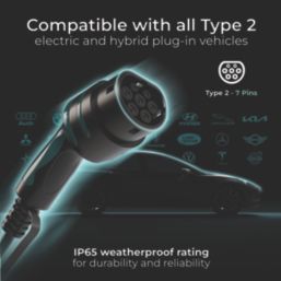 Masterplug  1 Port 7.4kW  Mode 3 Type 2 Plug Tethered Smart EV Charger with 5m Cable White