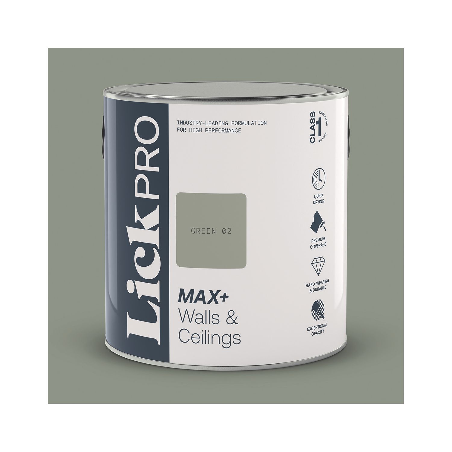 LickPro Max+ 2.5Ltr Green 02 Eggshell Emulsion Paint (690JY)