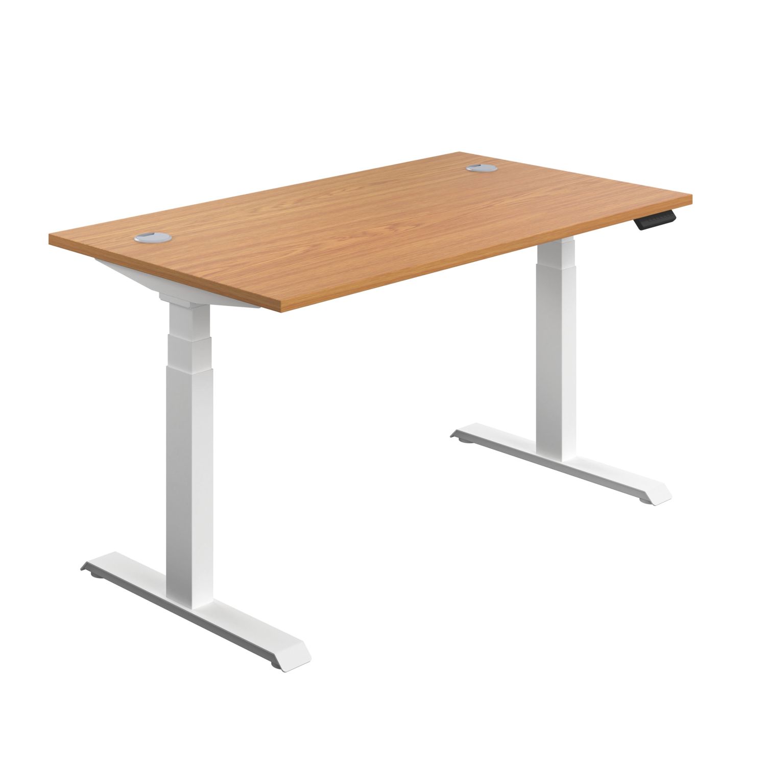 TC Group Economy Back To Back Powered Rectangular Sit Stand Desk Nova Oak/White 1200mm x 0.62-1.28m (690TT)