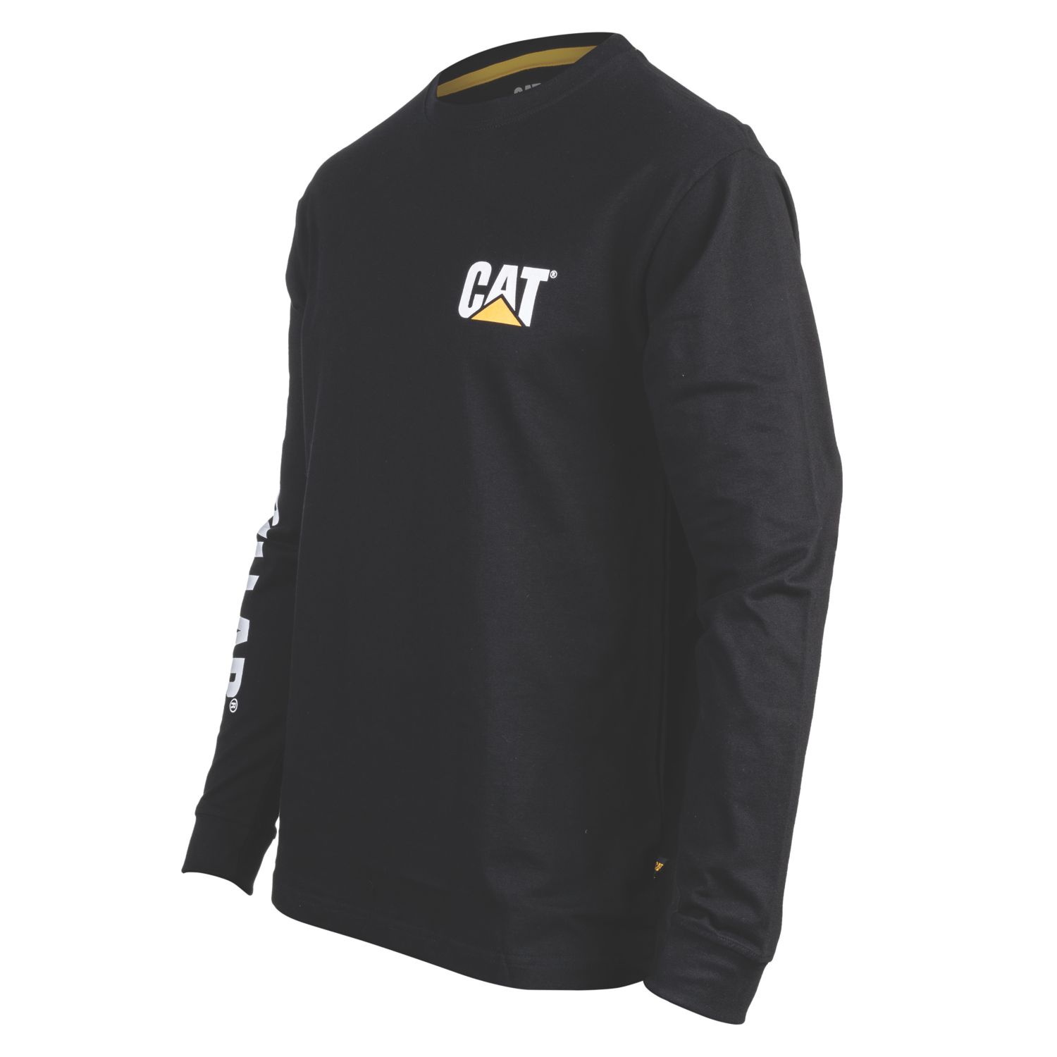 CAT Trademark Banner Long Sleeve T-Shirt Black Small 36-38" Chest (690VF)
