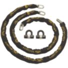 Burg-Wachter Hardened Steel Heavy Duty Security Kit: 2 x Chain, 2 x Lock & 2  2m x 12mm