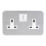 Essentials   13A 2-Gang SP Switched Metal Clad Socket  with White Inserts