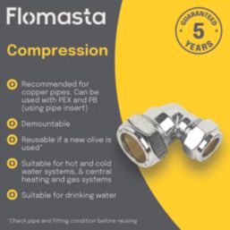 Flomasta  Brass Compression Reducing 90° Elbow 22mm x 15mm