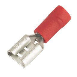 Essentials Insulated Red 6.3mm Push-On (F) Crimp 100 Pack