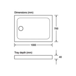 Mira Flight Low Rectangular Shower Tray White 1000mm x 700mm x 40mm