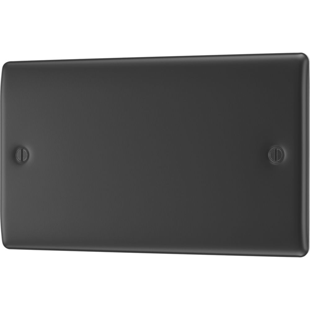 British General Nexus Metal 2-Gang Blanking Plate Matt Black