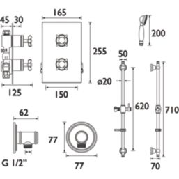 Bristan 1901 Rear-Fed Concealed Chrome Thermostatic Mixer Shower