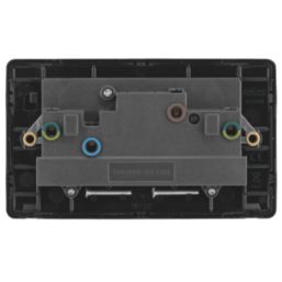 Arlec  13A 2-Gang SP Switched Socket Charcoal  with Black Inserts