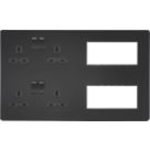 Knightsbridge SFR298MBB 13A 4-Gang DP Combination Plate Matt Black with Black Inserts