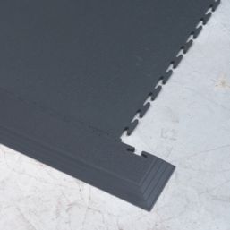 Ecotile Recycled T-Joint Interlocking 7mm Corner Ramps Graphite 588mm x 90mm 2 Pack