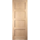 Jeld-Wen  Unfinished Oak Veneer Wooden 4-Panel Shaker Internal Fire Door 1981 x 762mm