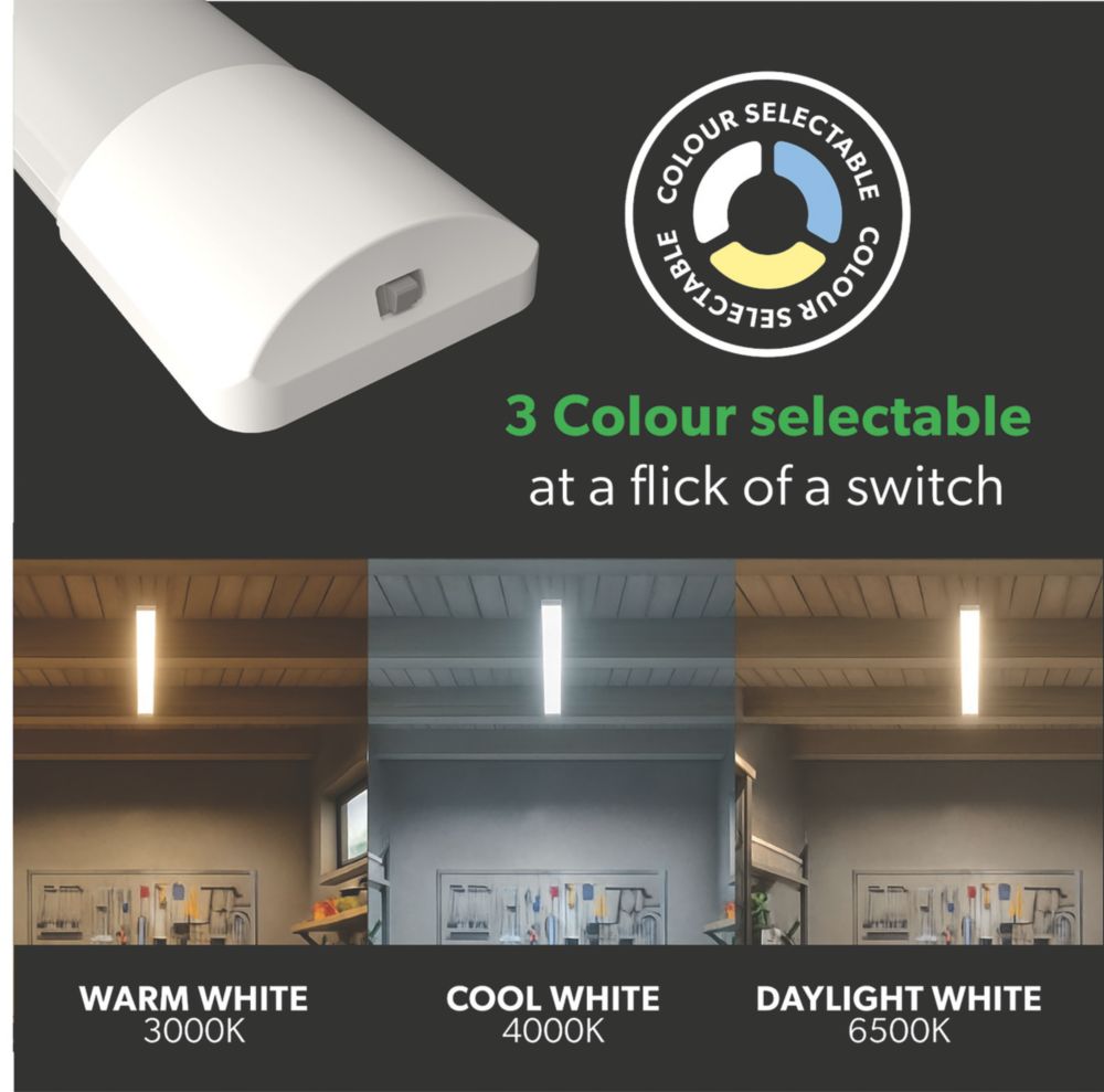 thumbnail image 2 of Morris IP65 Weatherproof LED Batten Light – 4ft/5ft, 4000k Cool White For Garage Or Shed 2 of 6