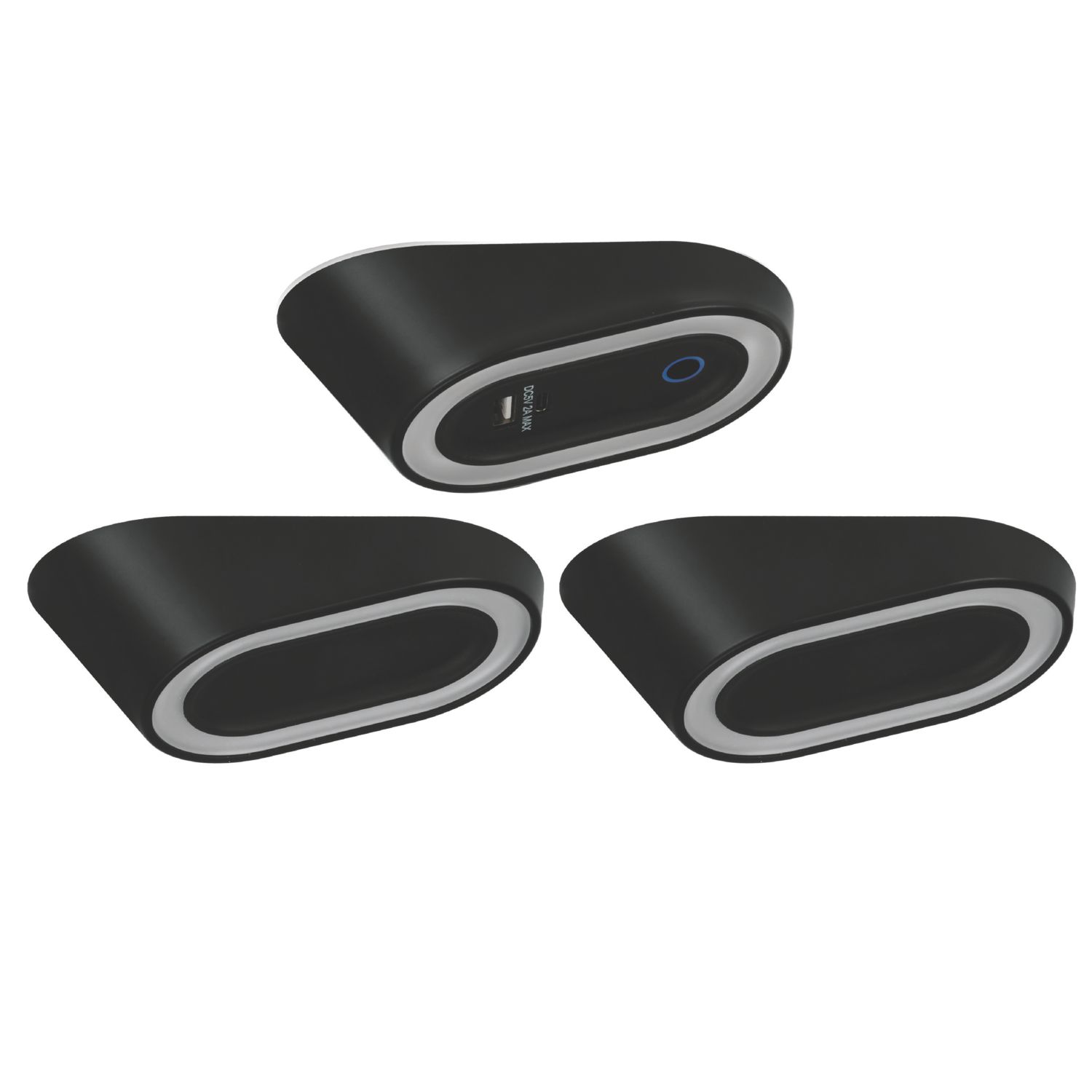 4lite Hampton Wedge LED Black Cool White Under Cabinet Lights Without Bezel 8.3W 85lm 3 Pack (692AX)