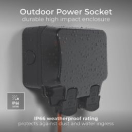 British General Nexus Storm IP66 13A 2-Gang SP Weatherproof Outdoor Switched Passive RCD Socket