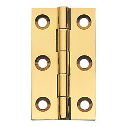 Polished Brass  Solid Drawn Butt Hinges 51mm x 29mm 2 Pack