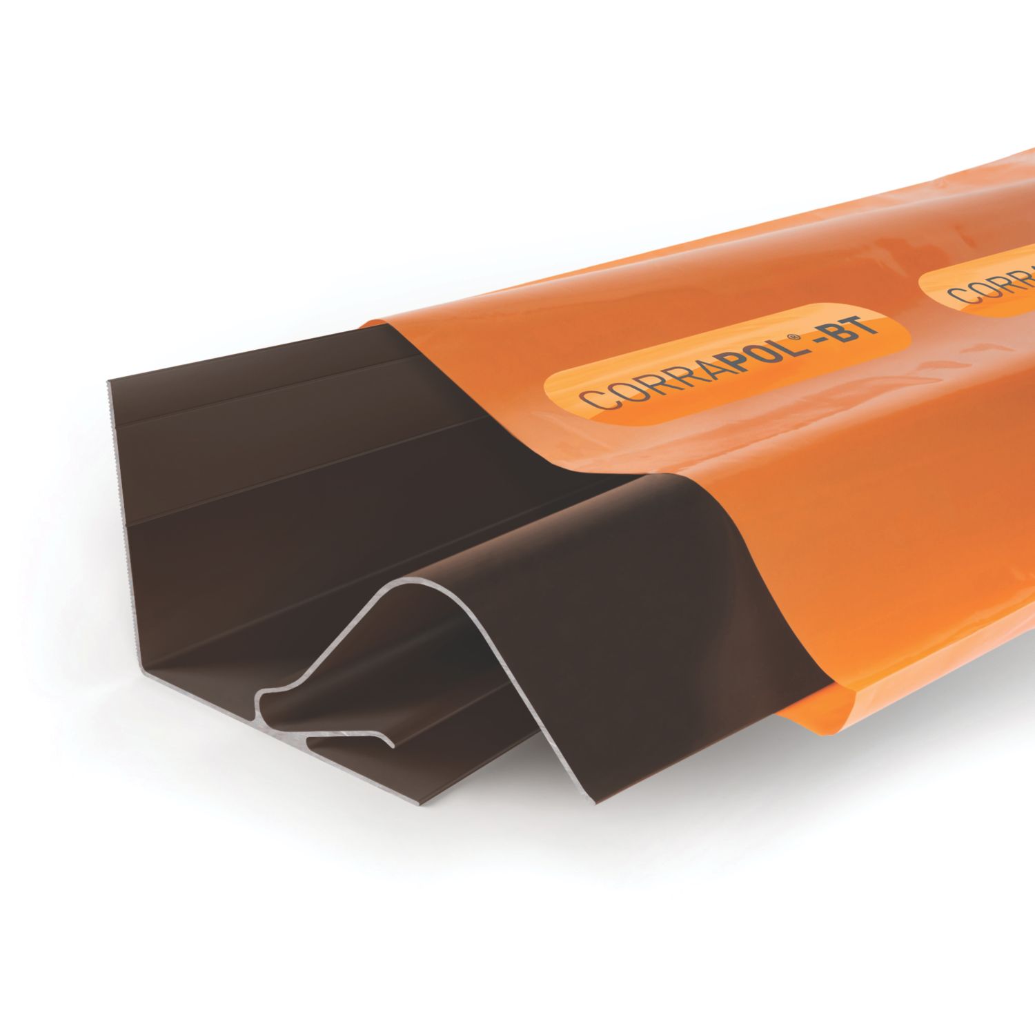 Corrapol-BT Rock n Lock Aluminium Wall Side Flashing Brown 130mm x 70mm x 2m (692VK)