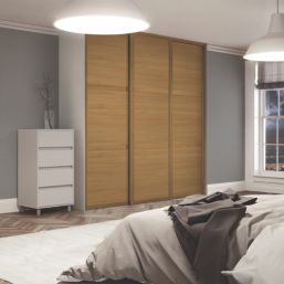 Spacepro Shaker 1-Door Sliding Wardrobe Door Oak Frame Oak Panel 610mm x 2260mm