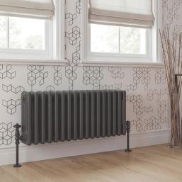 Flomasta 300mm x 785mm 2313BTU Anthracite Horizontal 4 Column Radiator