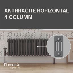 Flomasta 300mm x 785mm 2313BTU Anthracite Horizontal 4 Column Radiator