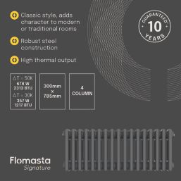 Flomasta 300mm x 785mm 2313BTU Anthracite Horizontal 4 Column Radiator