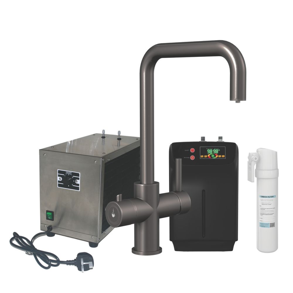 ETAL Elise 4-in-1 Instant Boiling Water Tap with Chiller Unit Gun Metal ...