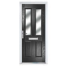 Crystal  2-Panel 2-Light Left or Right-Handed Black Composite Front Door 2055mm x 920mm