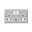 MK Contoura 13A 2-Gang DP Switched Socket + 2A 10.5W 2-Outlet Type A USB Charger Grey with White Inserts