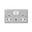 MK Contoura 13A 2-Gang DP Switched Socket + 2A 2-Outlet Type A USB Charger Grey with White Inserts