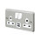 MK Contoura 13A 2-Gang DP Switched Socket + 2A 10.5W 2-Outlet Type A USB Charger Grey with White Inserts