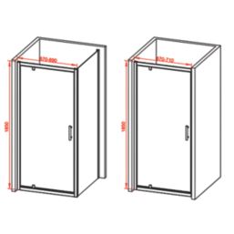 Framed Rectangular Pivot Shower Door Polished Silver 700mm x 1850mm