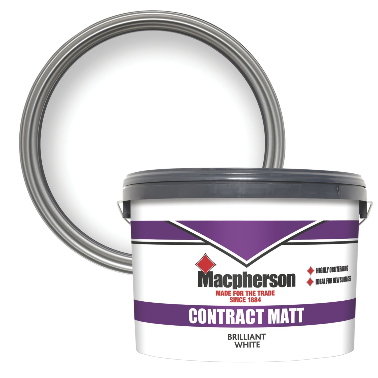 Macpherson Contract 10Ltr Brilliant White Matt Emulsion Paint (693TA)