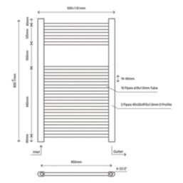 Flomasta 800mm x 500mm 925BTU Chrome Flat  Towel Radiator
