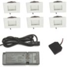 VEW Strata Recessed Square LED Kitchen Plinth Lights Steel 0.18W 15lm 6 Pack